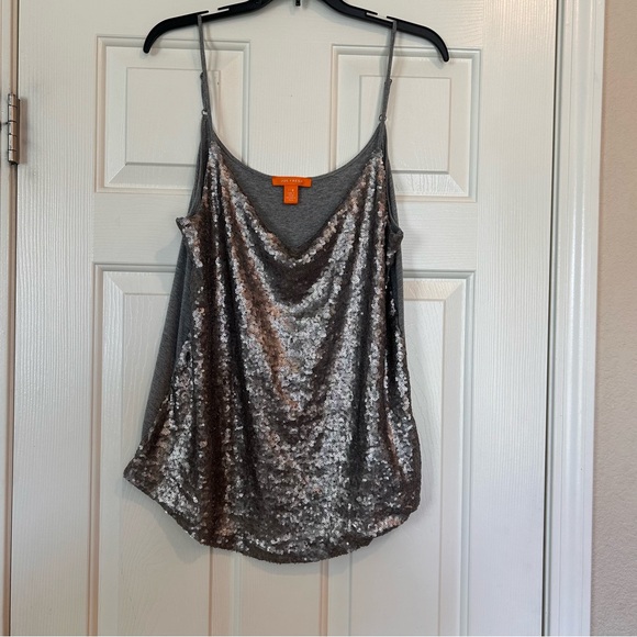L Joe Fresh Silver Gray Sequin Front Cami - Picture 3 of 5
